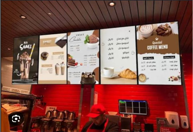 Try Shasha Digital Menu Boards inside Cafe context
